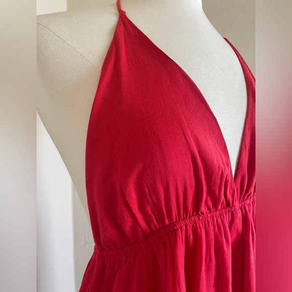 Loup Charmont 🍒☀️ Red Flowy Organic Cotton Backless
Miami Midi Dress in Medium - Picture 2 of 9